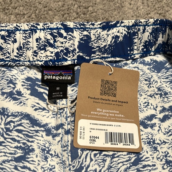 New Women’s Patagonia Barely Baggies Shorts 2-1/2 in Size Medium Endless Blue - Picture 5 of 5